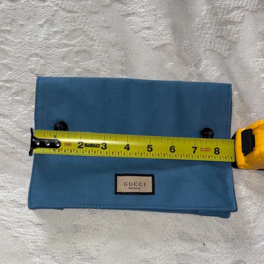BNWOT BLUE Canvas Buttoned Pouch By Gucci Beauty